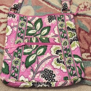 Vera Bradley Pink and Green Floral Crossbody Bag